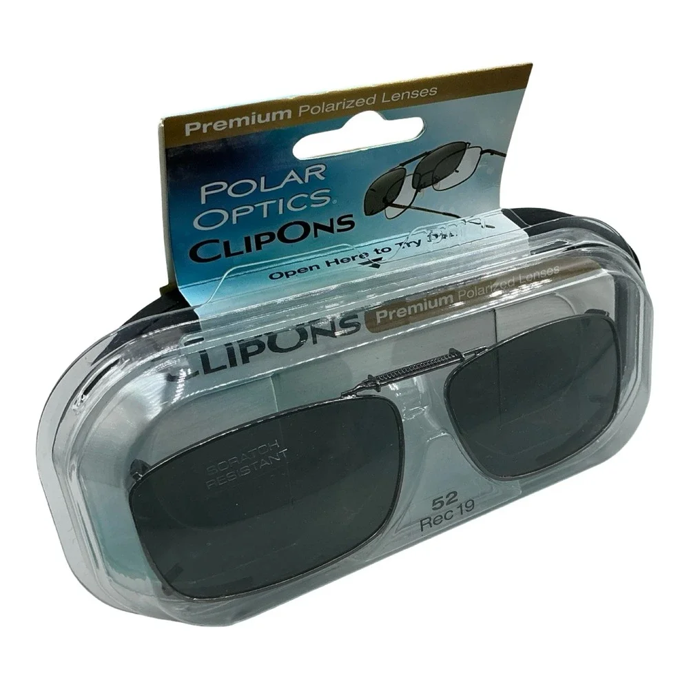 Polar Optics ClipOns Premium Polarized Sunglasses 52 Rec 19 Gray Lenses New